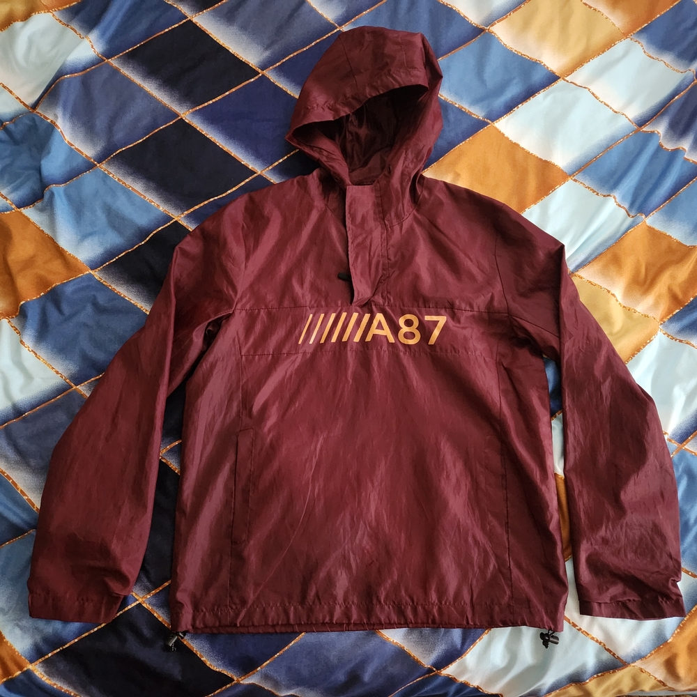 Aeropostale Burgundy Windbreaker Jacket with Hood Size Medium